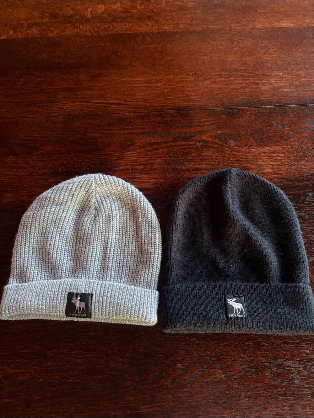 abercrombie kids Gray and Black Knit Beanie Duo